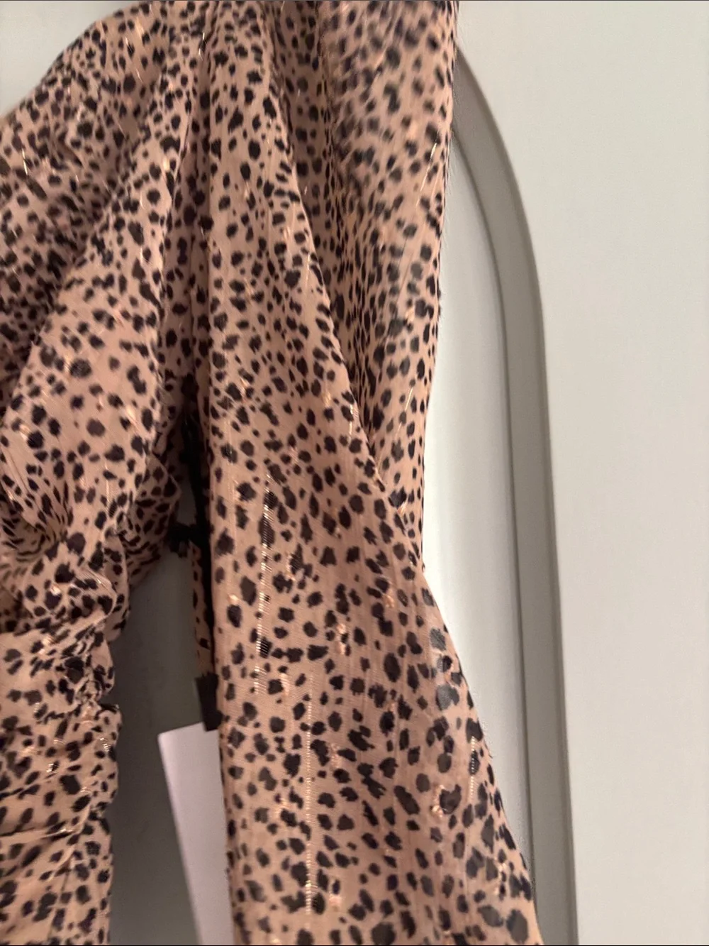 Astr the label cheetah Print Long Sleeve Crop Top in Tan and Black